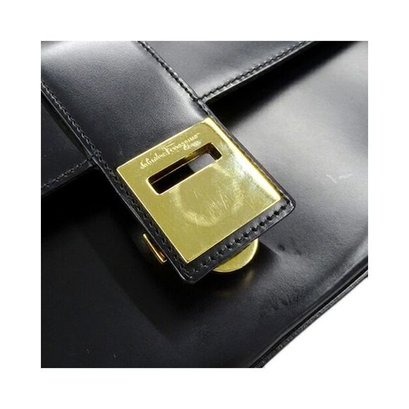 Pre Loved Salvatore Ferragamo Black Leather Gancini Shoulder Bag - Picture 12 of 12